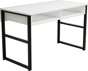 Masa birou MISTO, alb/negru, PAL melaminat/metal, 120x60x75 cm