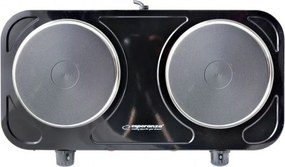 Plita electrica dubla Esperanza EKH010K, 2x1000W, 15.5 cm, 5 trepte, Strat antiaderent, Negru