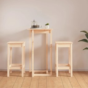 Set mobilier de bar, 3 piese, lemn masiv de pin