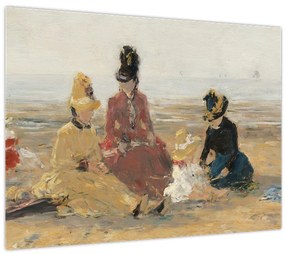 Tablou pe sticlă - Eugène Boudin, On the Beach, Trouville, reproducere (70x50 cm)