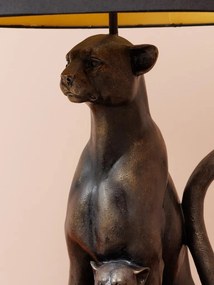 Lampa de masa, din rasina, cu abajur din bumbac, Panther