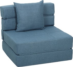 HOMCOM Fotoliu canapea-pat convertibil 1 loc cu 1 pernă cu husă detașabilă, țesătură albastru închis | Aosom Romania