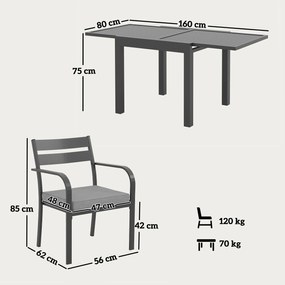 Outsunny Set de Grădină cu Masă Extensibilă și 6 Scaune Stivuibile Gri | Aosom Romania