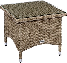 Stilista Masă pliabilă Polyrattan, 50 x 50 cm, crem