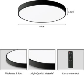 Plafonieră LED dimabilă Brilagi POOL SMART LED/48W/230V 40 cm Wi-Fi Tuya negru + telecomandă