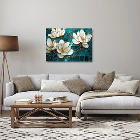 Tablou pe sticlă - Vitraliu cu magnolie (70x50 cm)