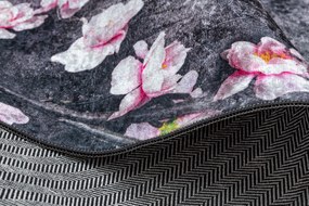ANDRE 28170 covor lavabil Flori anti-alunecare - gri / roz