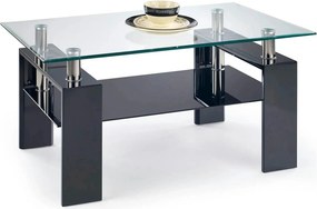 Masuta cafea DIANA H, transparent/negru, 110x60x55 cm