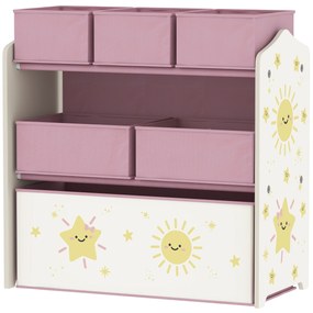 AIYAPLAY Mobilier de depozitare pentru copii cu 3 niveluri, raft pentru jucării cu 6 cutii textile detașabile, roz | Aosom Romania