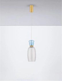 Pendul LED, Lustra design modern Pluma albastru deschis/ cyan
