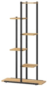 Suport de flori LOREDO cu decor stejar, negru