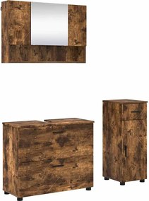 vidaXL Set de mobilier pentru baie cu sertar 3 pcs Stejar fumuriu