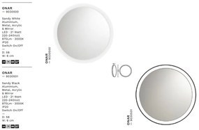 Oglinda cu iluminat LED design circular ONAR alba