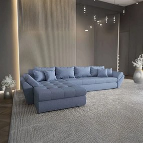 Colțar extensibil dumonde cu ladă de depozitare si sezut confortabil din spuma high-density, Loana XL Enjoy Albastru 335x185 cm