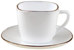 Set cesti cafea 12 piese, opal, alb cu auriu, 220 ml Kinghoff KH-1930