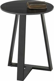 Masuta cafea Jason 2, negru cu efect de marmura, ceramica/metal, 40x50