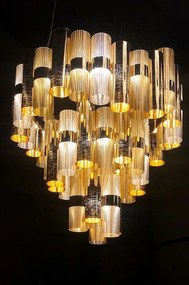 Lustra LED moderna design Art Deco realizata manual LA LOLLO XL Gold