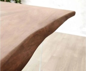 Masă lemn masiv Dining Roger Stejar Picioare Sticlă 200/220/240/, 260 × 100 × 78 cm - 180x80