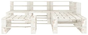 3052177 vidaXL Set mobilier de grădină din paleți, 6 piese, alb, lemn