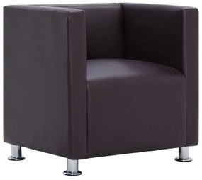 282140 vidaXL Fotoliu cubic, maro, piele ecologică