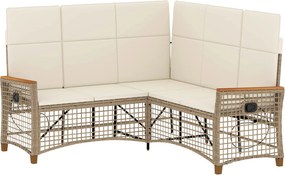 vidaXL Set de canapele reclinabile pentru grădină Bej și alb crem