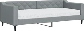 vidaXL Pat de zi cu saltea, gri deschis, 80x200 cm, textil