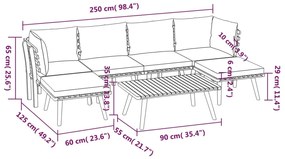 Set mobilier de gradina cu perne, 7 piese, lemn masiv de acacia 2x colt + 2x mijloc + 2x suport pentru picioare + masa, 1