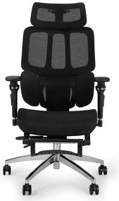Scaun ergonomic MUSSO H80 PRO, șezut translatabil, cotiere 6D, suport lombar dinamic, spătar reglabil înălțime, tetieră 3D, suport picioare, mecanism multifunctional inclinare/blocare, pivotant, Mesh, Negru