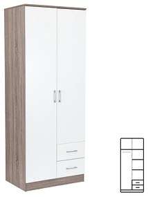 Dulap Miami 80x205 cm alb-stejar York