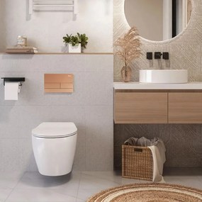 Cadru WC incastrat K011A-Q Rea cu buton T cupru periat