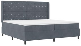 vidaXL Pat box spring cu saltea, gri închis, 200x200 cm, catifea
