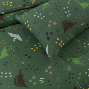 Lenjerie de pat din bumbac pentru patut DINO STEPS verde inchis Dimensiune lenjerie de pat: 45 x 65 cm | 90 x 135 cm