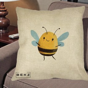 Perna Decorativa Buburuza pe Trifoi cu Patru Foi, 40x40 cm, Crem, Husa Detasabila, Perna Inclusa, BEKZ®