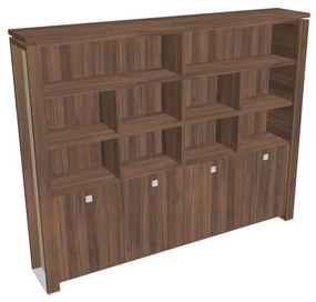 Dulap înalt Verno+ S 260 x 46 x 210 cm, cu rafturi, nuc / vanilie