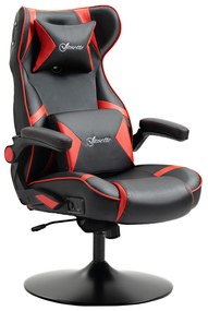Scaun de gaming Vinsetto, scaun de gaming, difuzoare integrate, spătar inclinabil, negru+roșu, 69 x 73 x 118cm | Aosom Romania