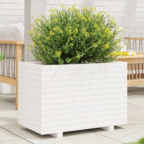 vidaXL Jardinieră de grădină, alb, 70x40x49,5 cm, lemn masiv de pin