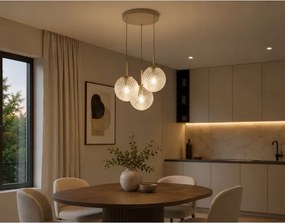 Brilagi - Lustră suspendată pe cablu STELLA 3xE27/60W/230V bej/auriu