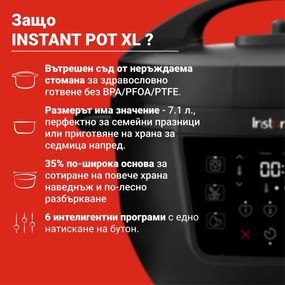 Instant Pot XL 140001901, 1200W, 7.1 l, 7 programe, Start întârziat, Ecran LCD, Negru