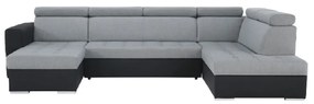 Colţar extensibil, piele ecologică neagră/material textil gri deschis, model stânga, VASTO