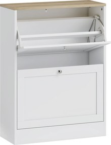 HOMCOM Pantofar Slim cu 2 Uși Rabatabile, Rafturi Reglabile și Detașabile, pentru 8-12 Perechi, 60x23,5x80 cm, Alb | Aosom Romania