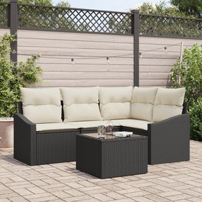 vidaXL Set de canapele pentru grădină 5 pcs Negru Rattan poli