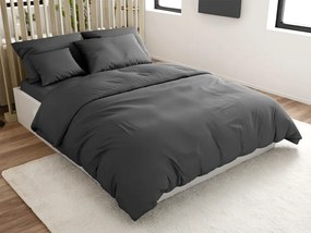 Lenjerie de pat din bumbac LUX gri inchis cu buzunar hotelier Dimensiune lenjerie de pat: 70 x 90 cm | 140 x 220 cm