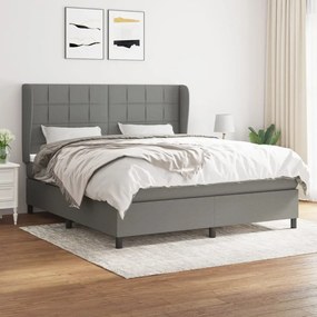 vidaXL Pat continental cu saltea, gri închis, 160x200 cm, țesătură
