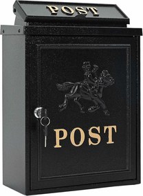 vidaXL Cutie Poștală Montată pe Perete cu ușă Negru 29 x 13 x 41 cm