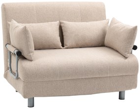 HOMCOM Canapea Extensibilă cu 2 Locuri, Spătar Reglabil și 4 Perne Tapițate, 102x82x81 cm, Bej | Aosom Romania