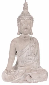 Decorațiune Statuie Buddha șezând, gri, poliresină, 30 x 22 x 54 cm