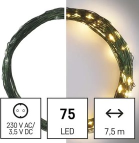 Instalație LED de Crăciun de exterior 75xLED/12,5m IP44 alb cald