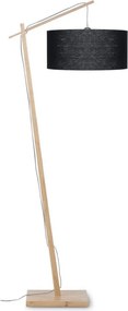 Lampadar din bambus si abajur din tesatura in, Andes natur/ negru ANDES/F/4723/B