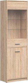 Vitrina NEPO PLUS, stejar sonoma, PAL laminat/sticla, 60x34x197 cm