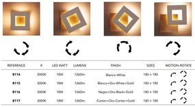 Aplica de perete LED design ambiental DALIA 18x18cm, corten/ auriu